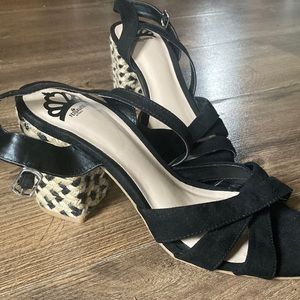NWOT Black Rope Braided Heels